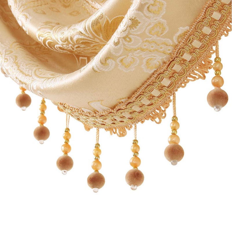 ELKCA Golden Jacquard Swag Waterfall Valance Luxury Curtain Valance for Living Room,Rod Pocket (Damask-Golden, W79 Inch, 1 Panel) - Image 4